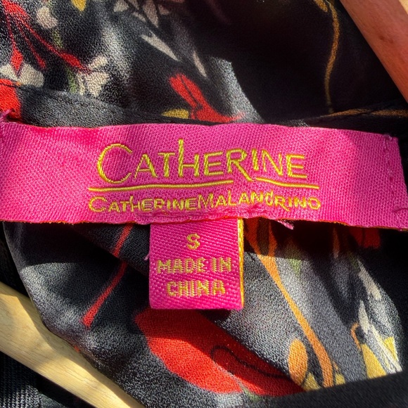 Catherine Malandrino High Low Maxi Dress Black W/Red And Yellow Floral Print, S - Picture 7 of 9